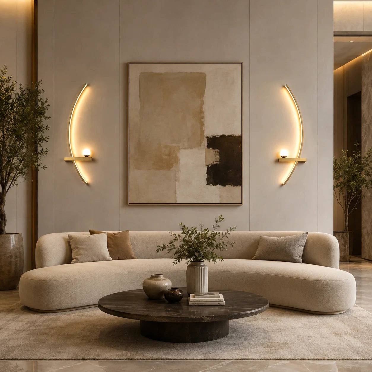 Suckoo Modern Curved LED Wall Sconce With Aluminum Globe