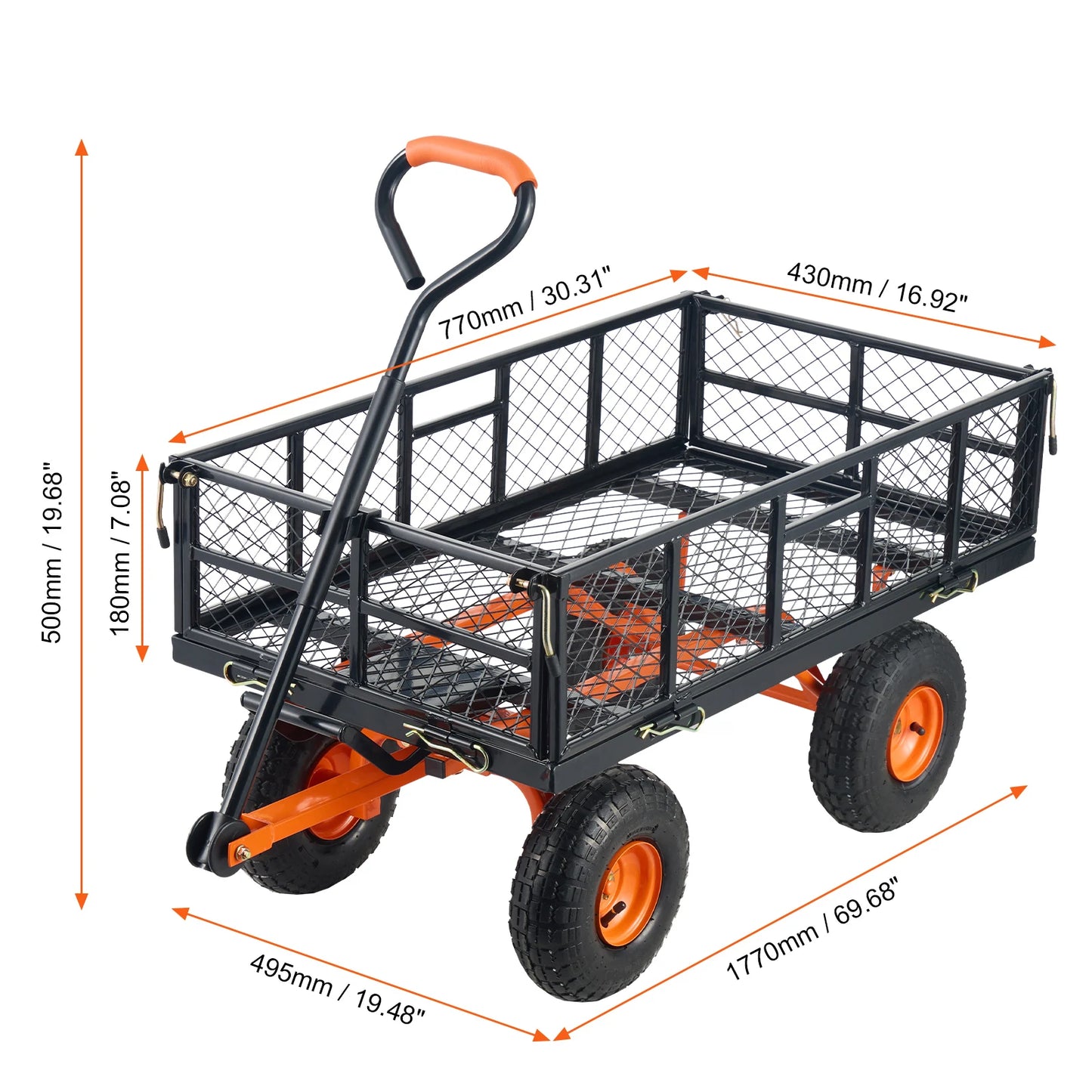 SucceBuy Sturdy Metal Garden Utility Wagon With Simple Assembly