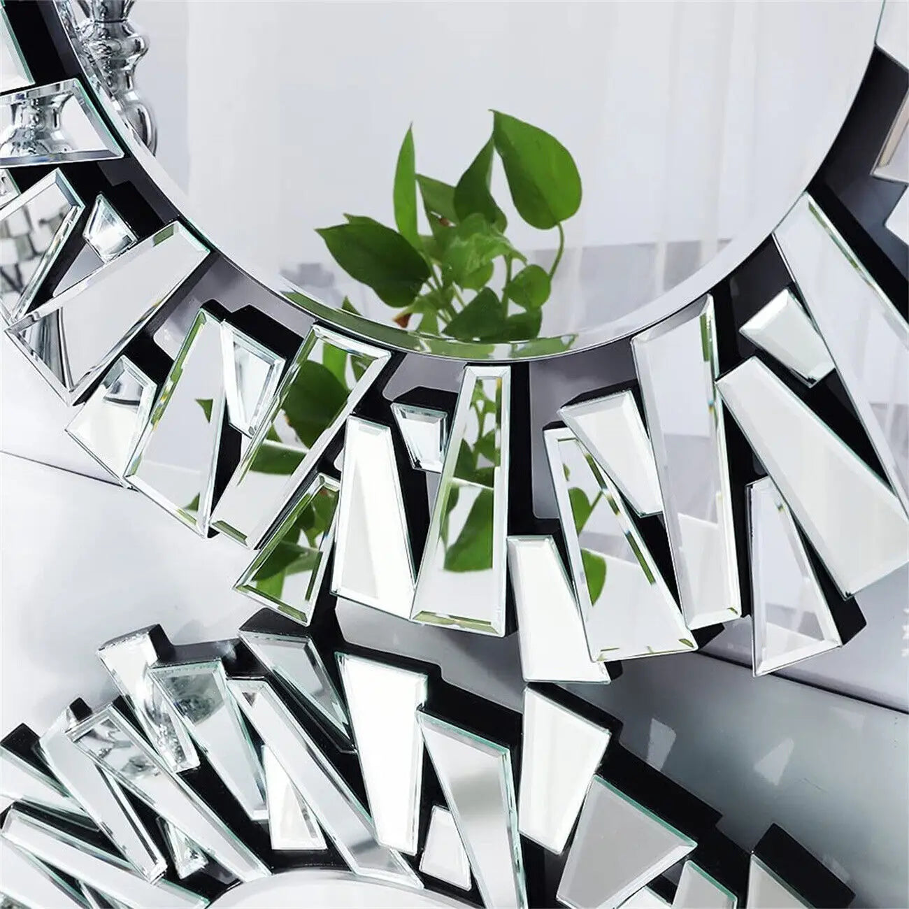Luvodi Round Wall Mirror With Starburst Design For Home Decor