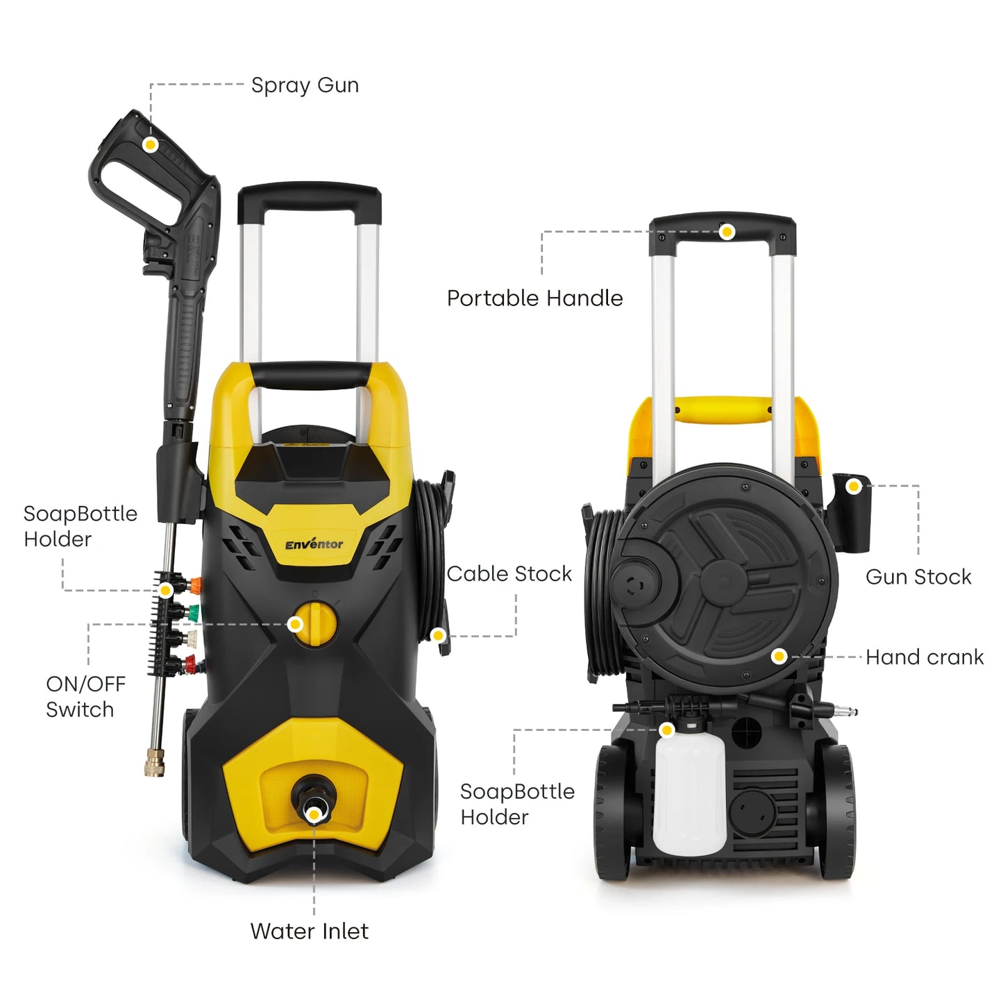 Enventor Portable Electric Pressure Washer For Car And Garden