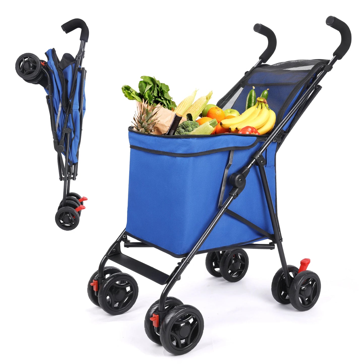 Wedyvkos Foldable Shopping Cart Portable Durable Utility Trolley