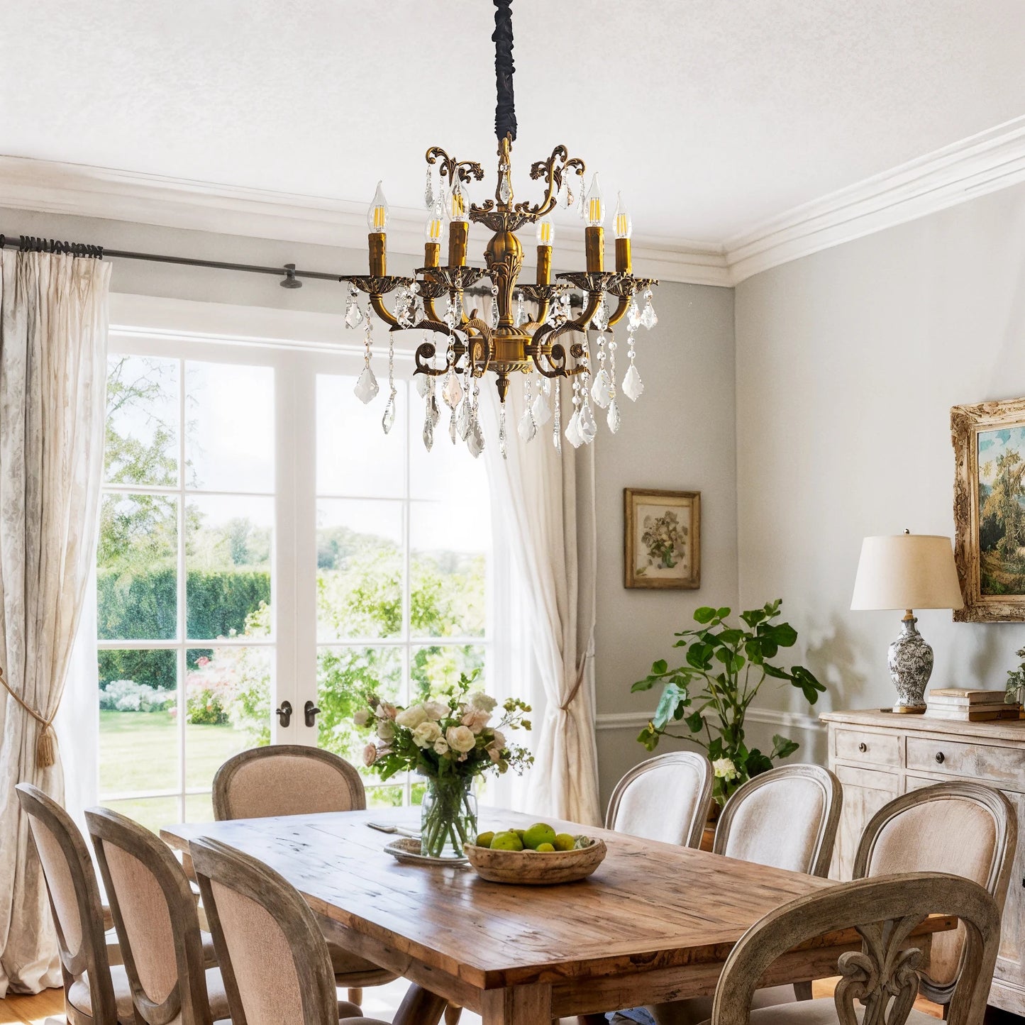 Vintage Polished Crystal Chandelier Pendant Ceiling Light Fixture