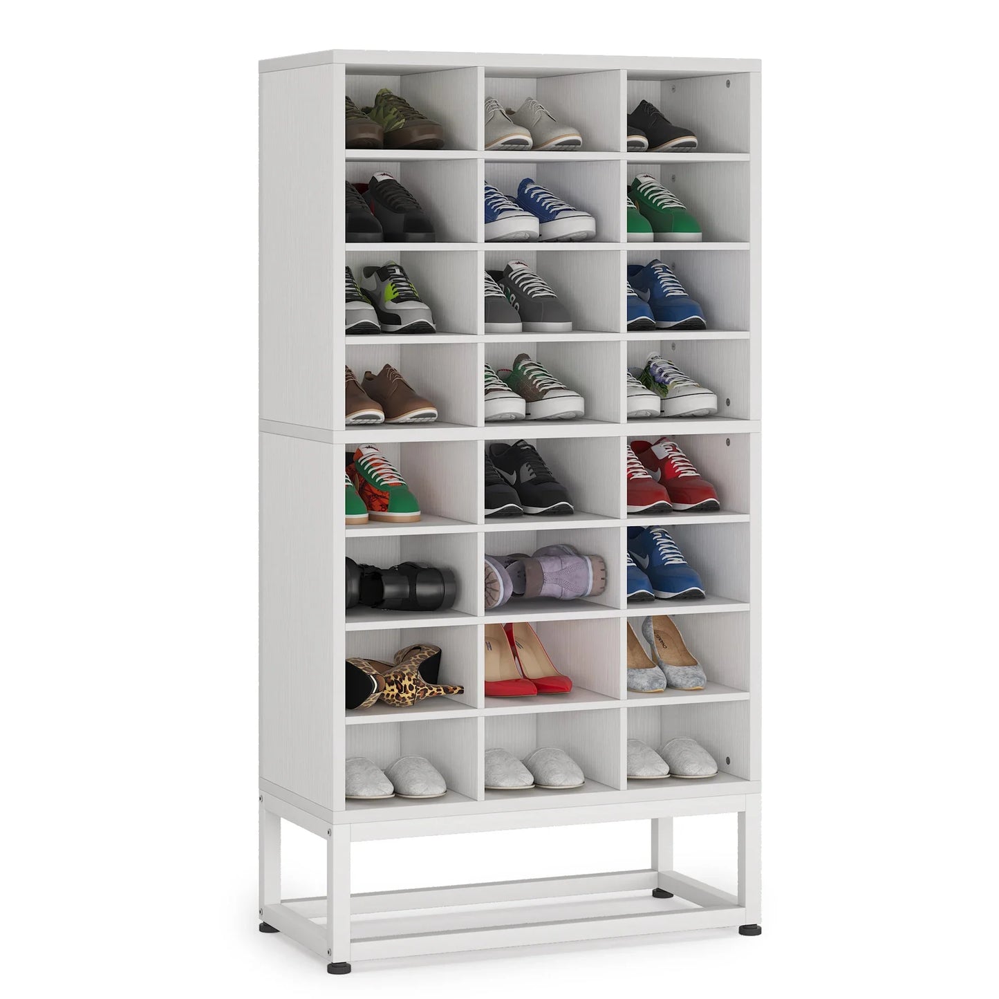 Tribesigns Wooden Shoe Cabinet With Drawer Display Shelf Rack