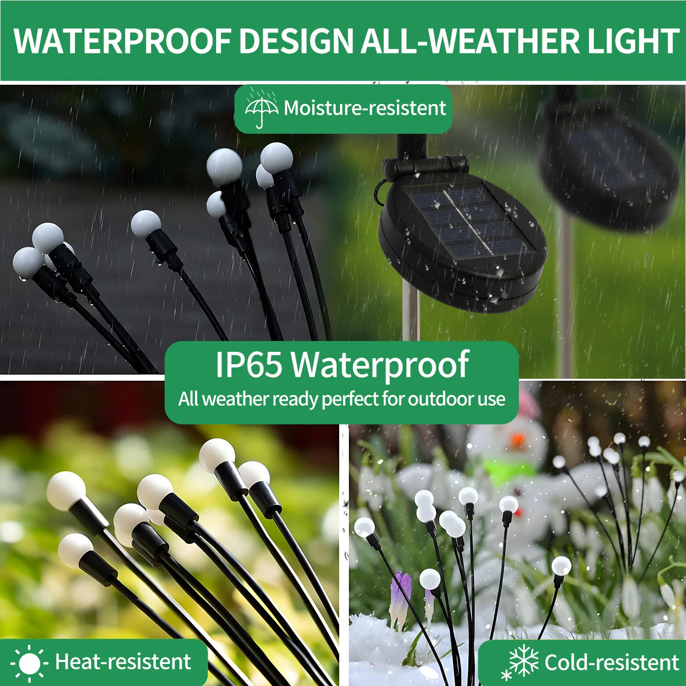 Solar Firefly Pathway Lights Waterproof Flexible Wire Garden Decor
