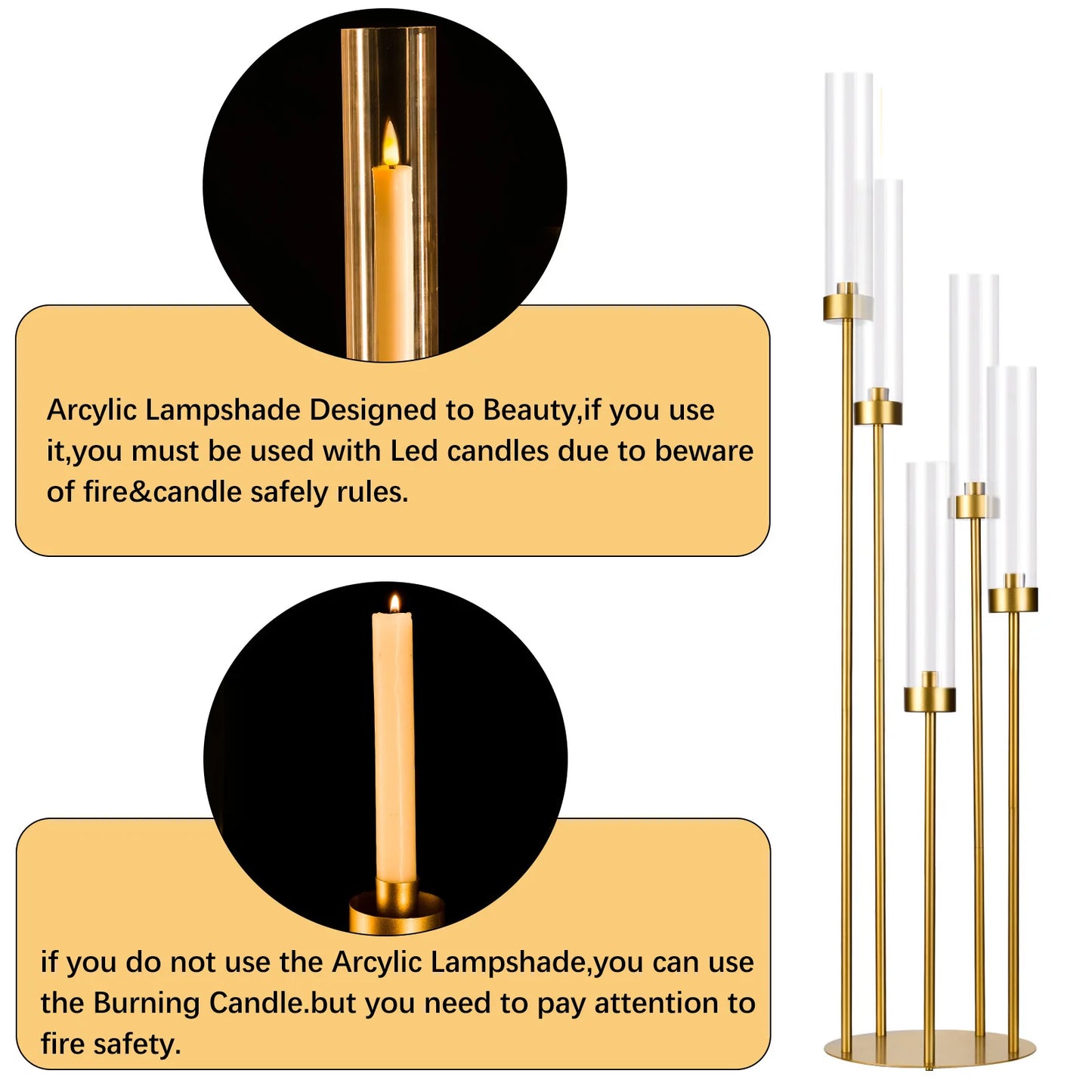Vincigant Floor Candelabra With Acrylic Shade Wedding Decoration