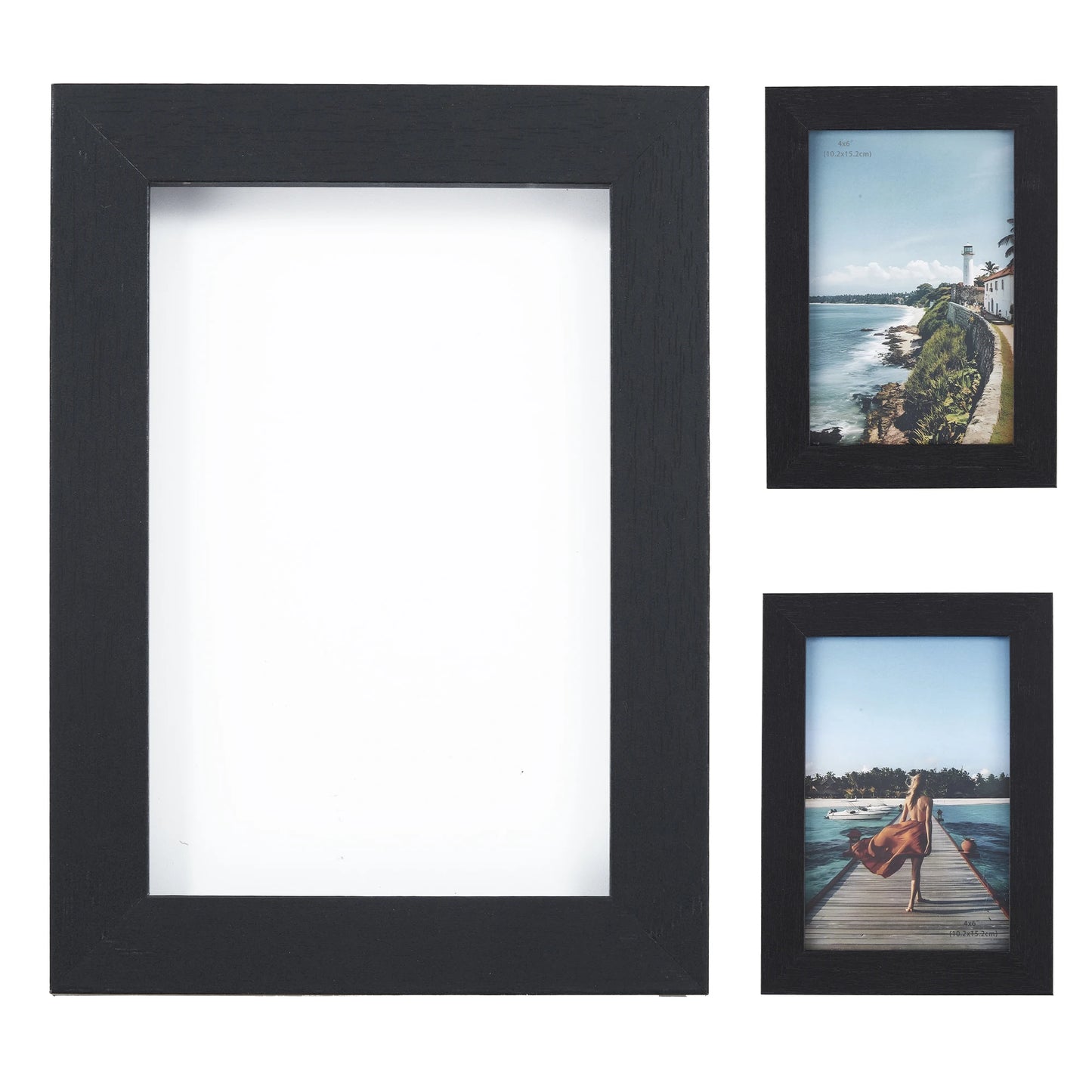 Modern Collage Photo Frame Set With Shatterproof Glass For Walls