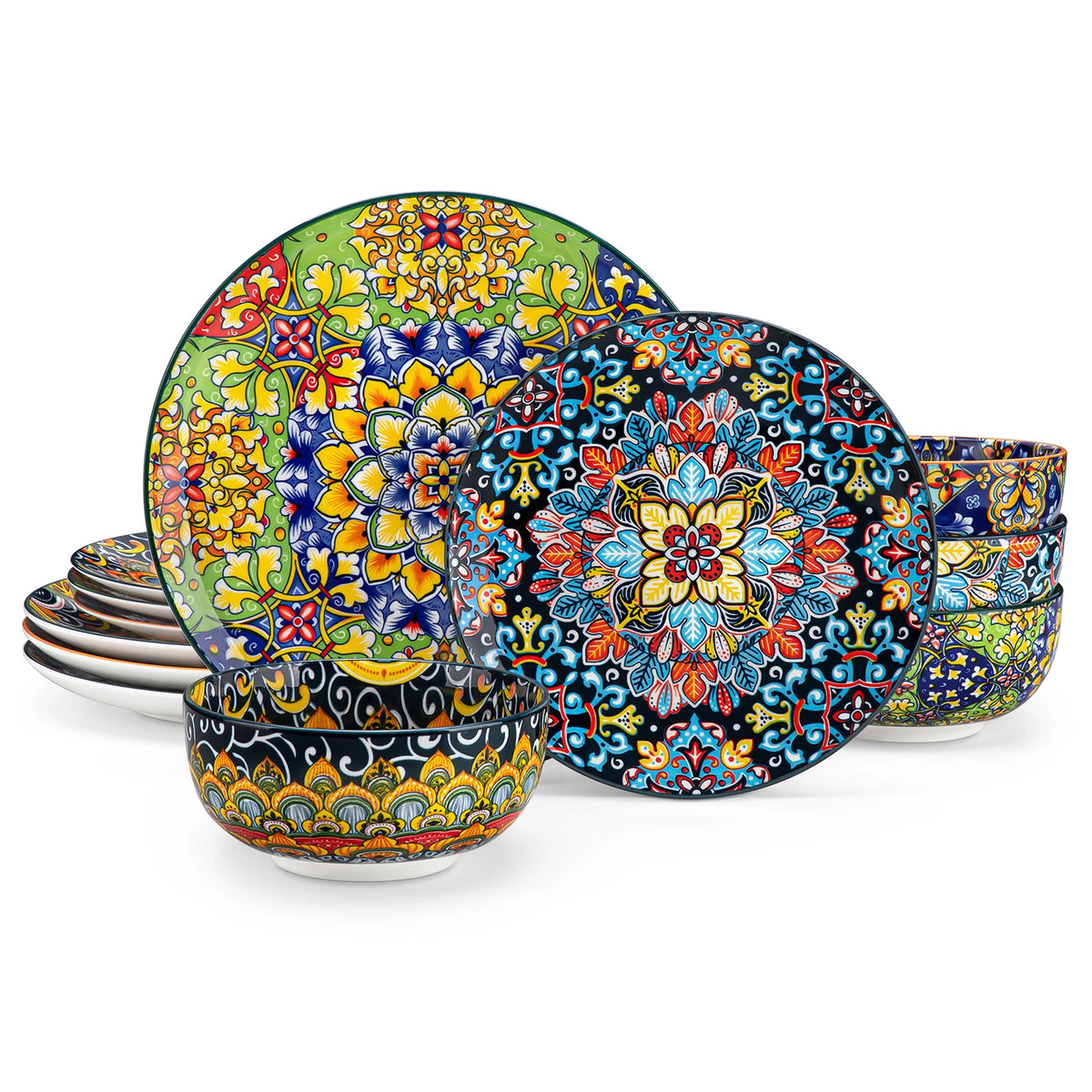 Malacasa Bohemian Stoneware Ceramic Dinnerware Collection