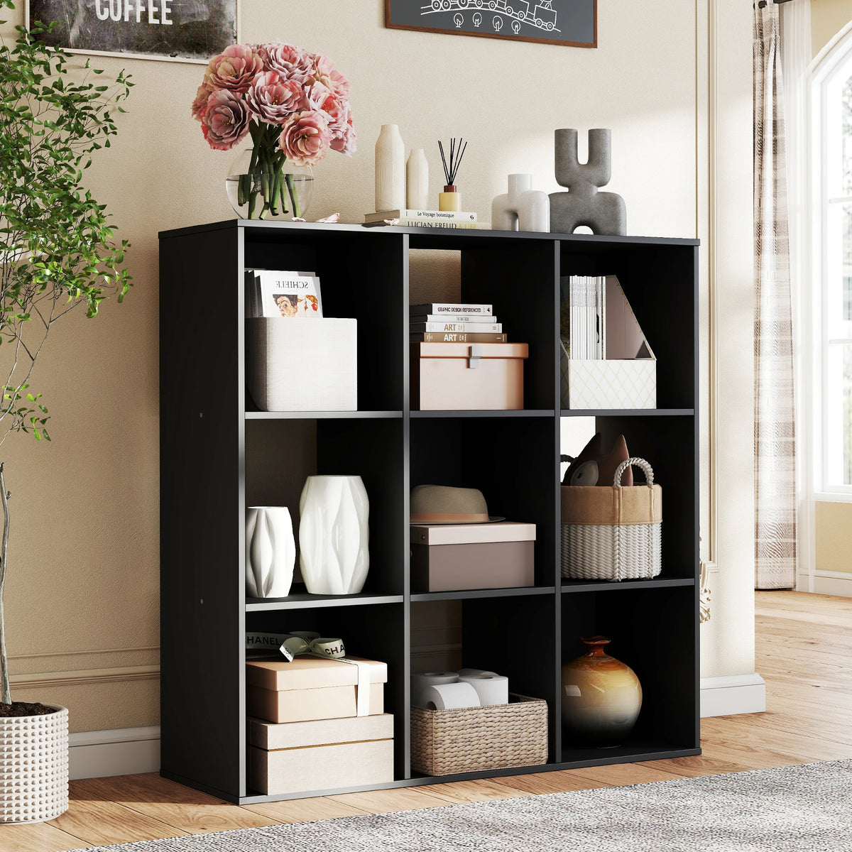 JHK Modern Wooden Cube Storage Organizer Bookcase For Home