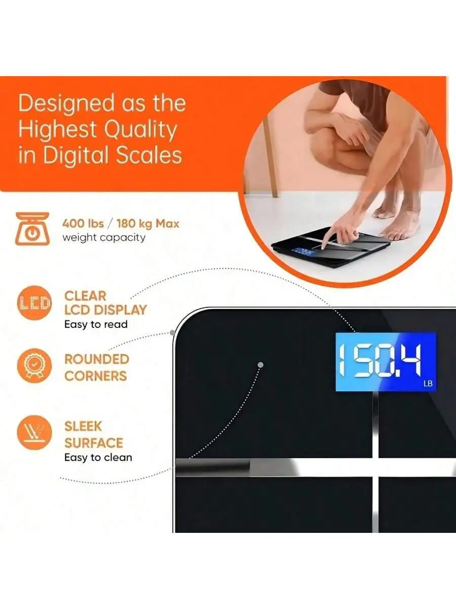 Smart Digital Body Fat Weight Scale With Tempered Glass Platform