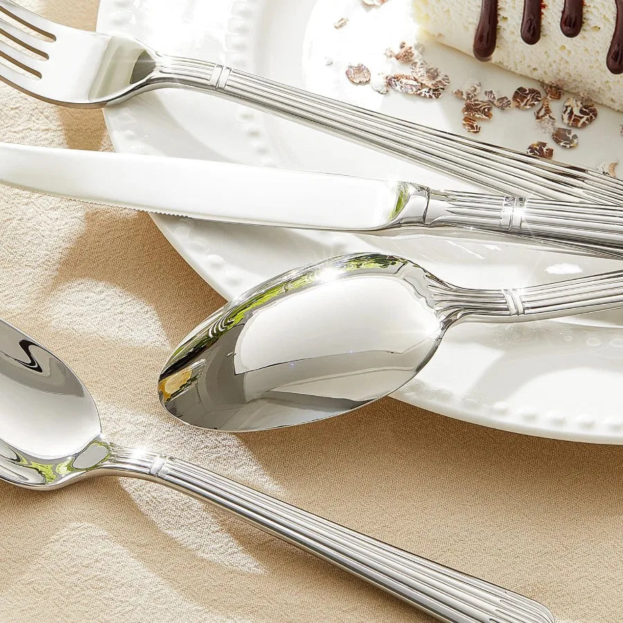 Elegant Stainless Steel Flatware Set With Durable Dishwasher Safe Cutlery