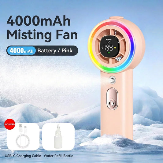 Portable Turbo Rechargeable Fan With Cooling Mist and Water Tank