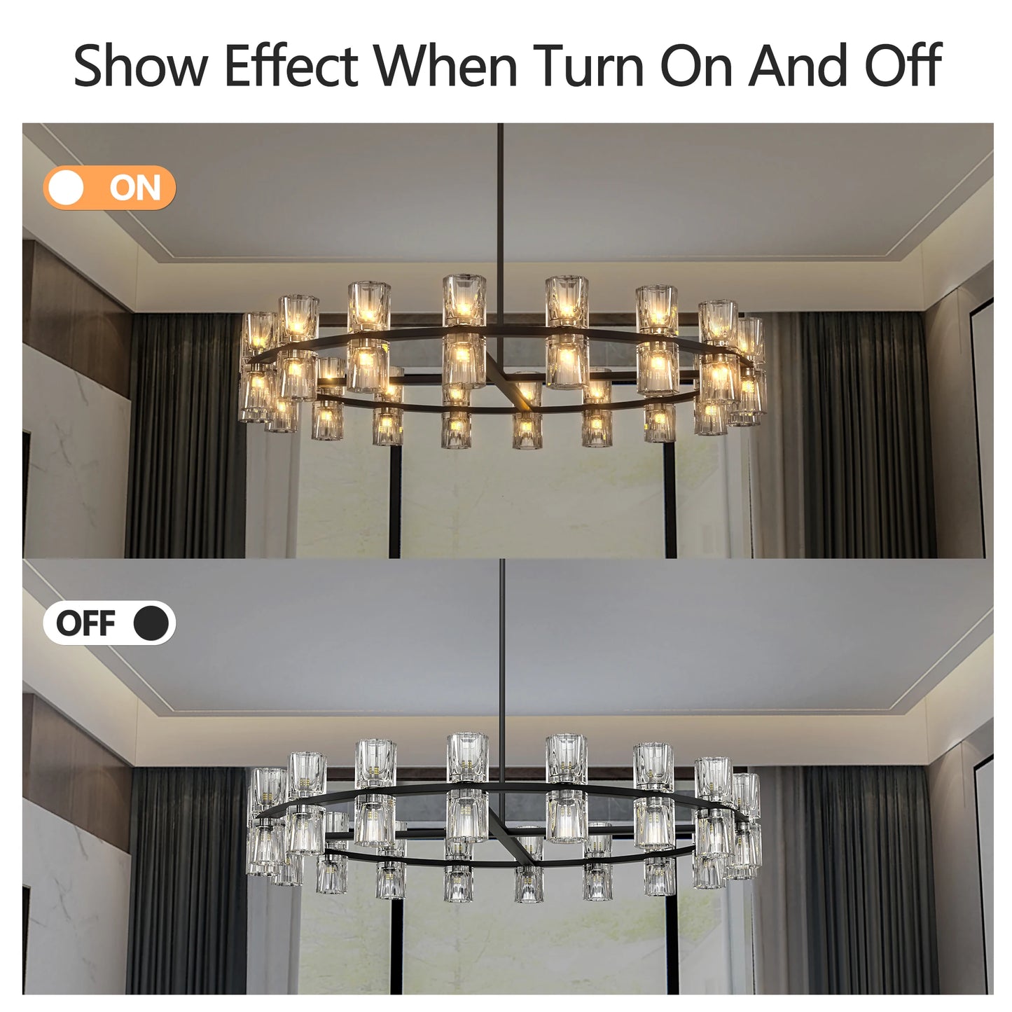 Zhikea Modern Crystal Chandelier Pendant Ceiling Light