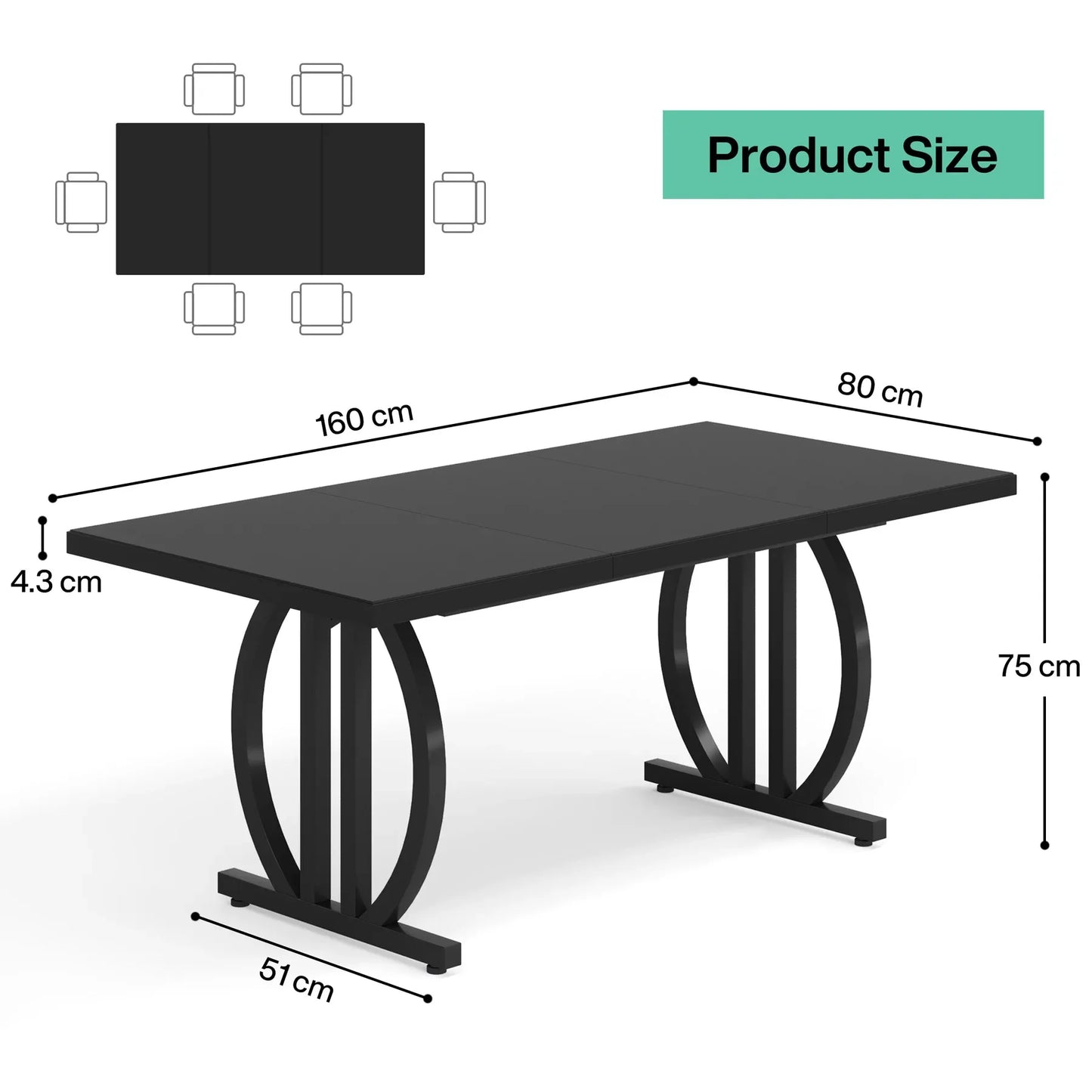 Tribesigns Modern Industrial Dining Table With Sturdy Metal Frame