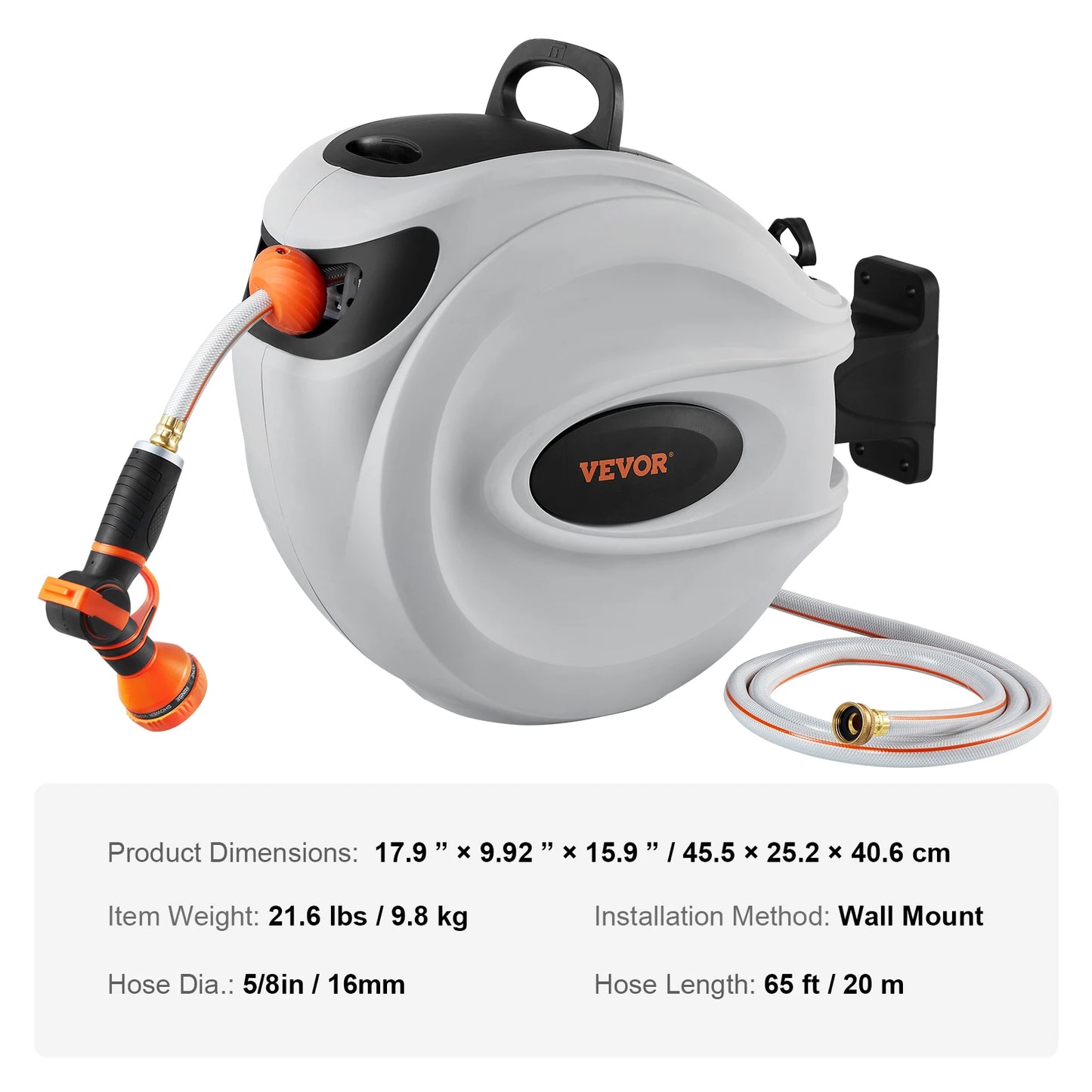 SucceBuy Retractable Wall Mount Hose Reel 180 Swivel Nozzle