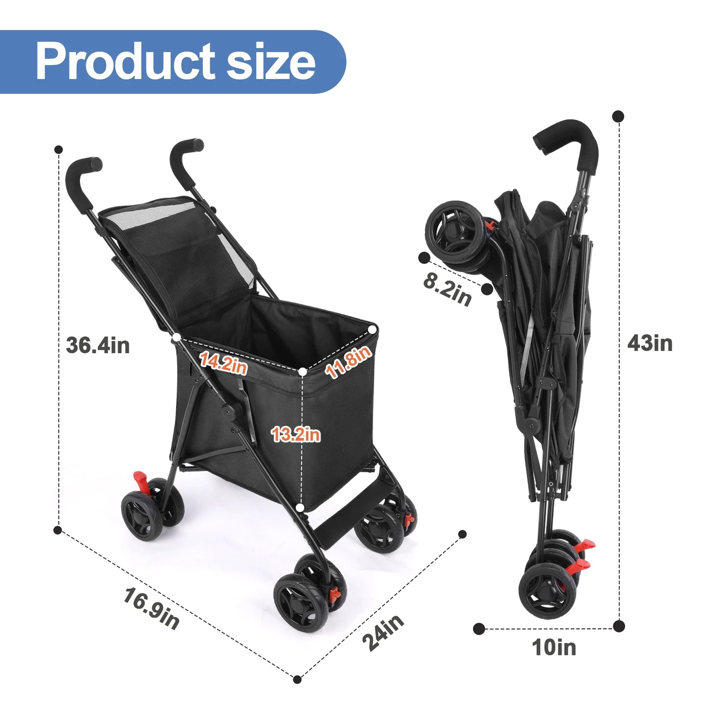 Wedyvkos Foldable Shopping Cart Portable Durable Utility Trolley