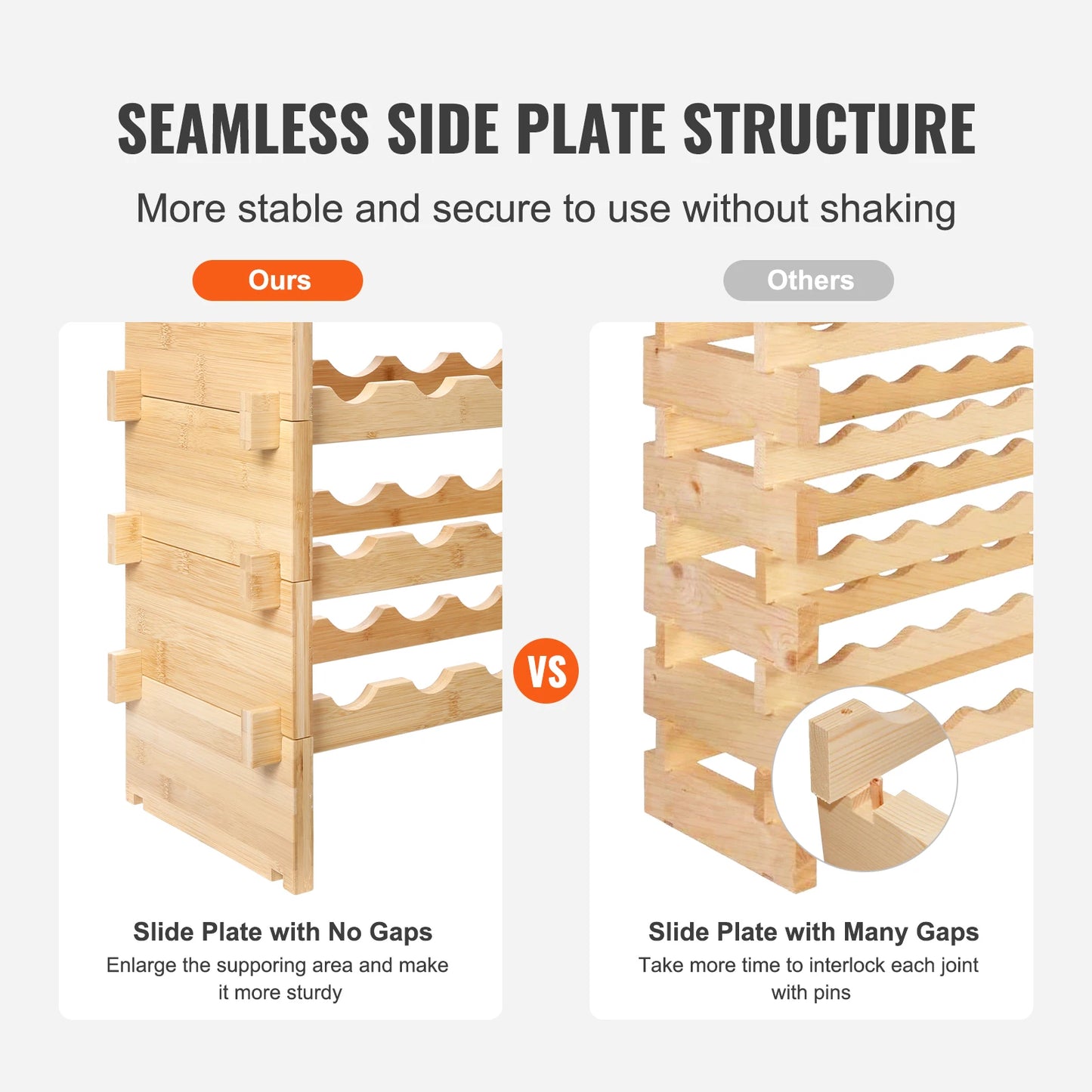 SucceBuy Stackable Bamboo Wine Rack Free Standing Modular Storage Shelf