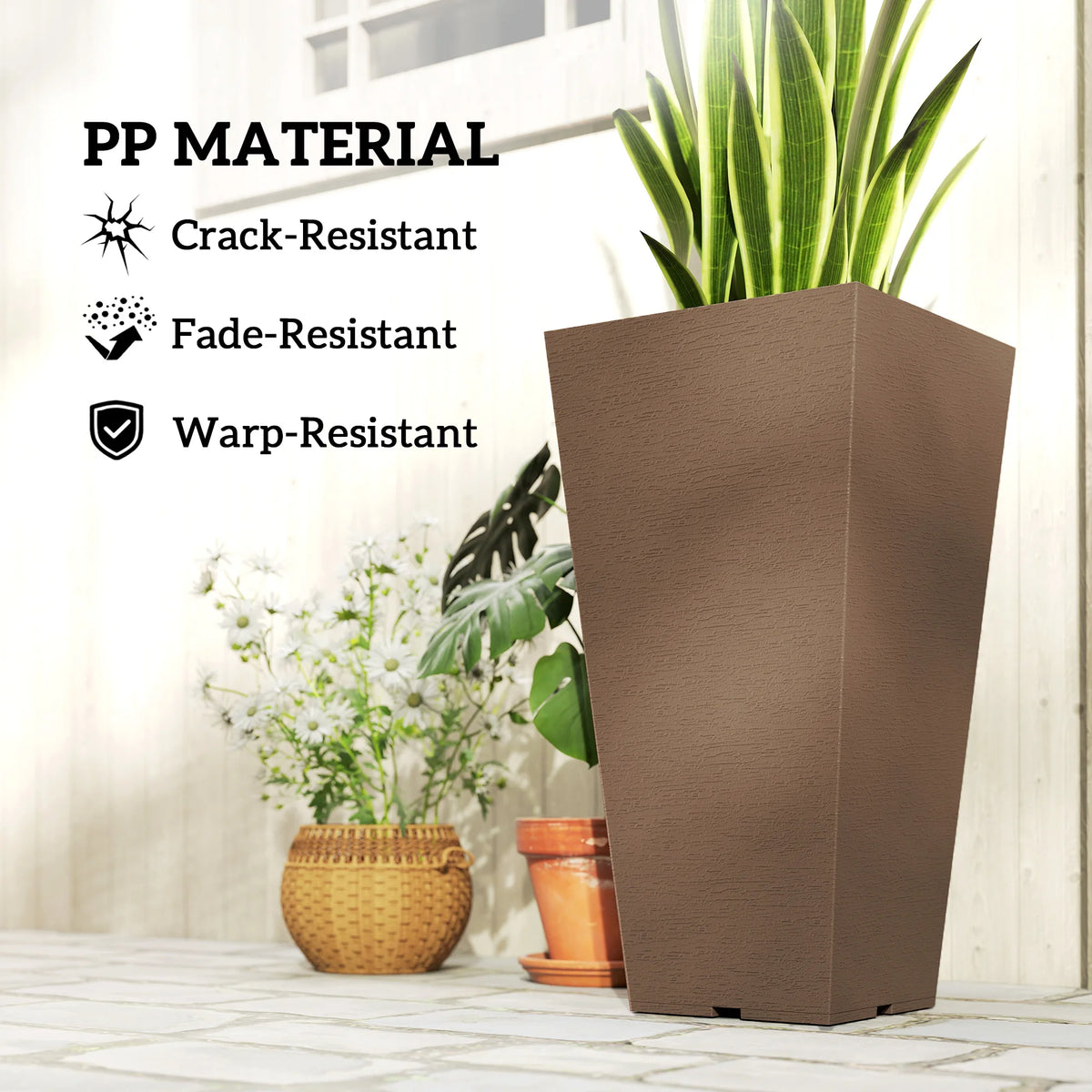 Outsunny Tapered Outdoor Planters Set For Welcoming Entryways