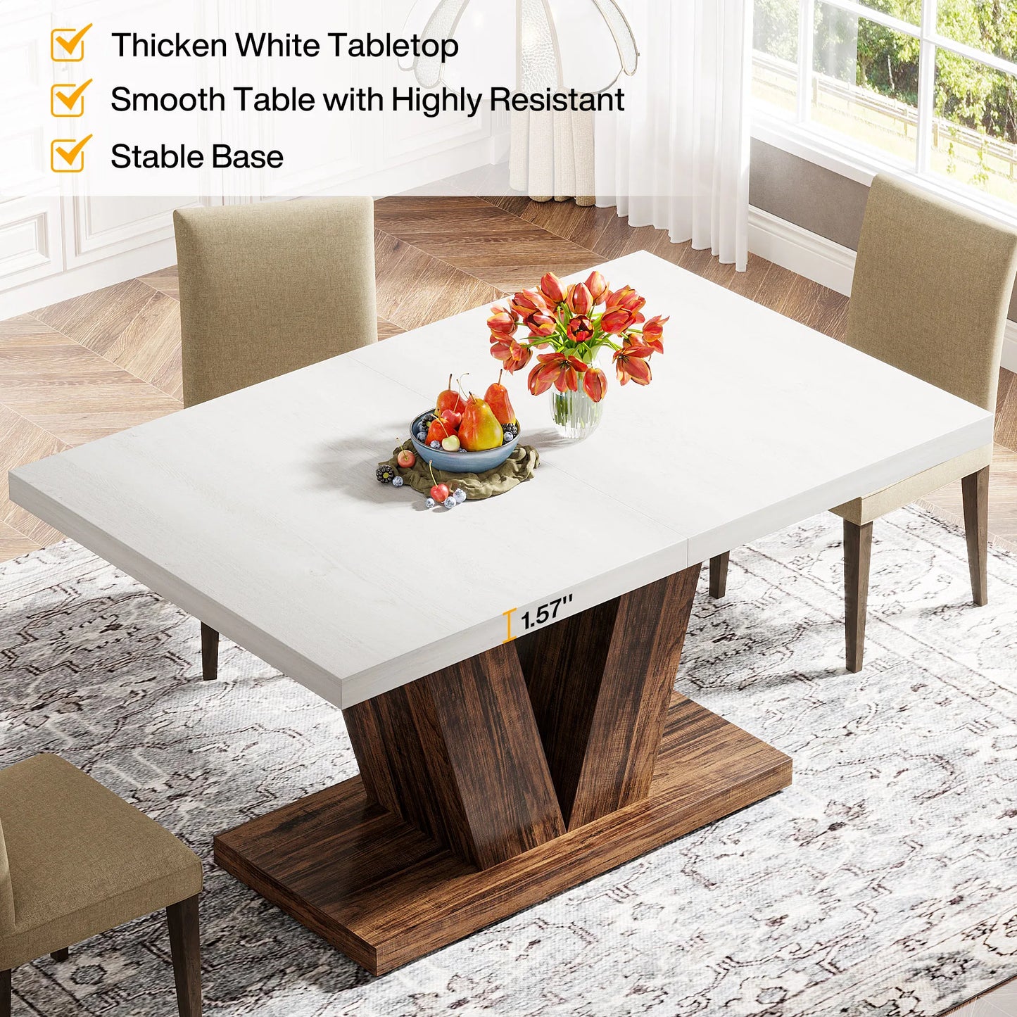 Tribesigns Premium Wooden Dining Table For Kitchen Living