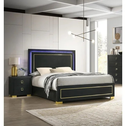 Elegant Three Piece Bedroom Furniture Set With Two Nightstands