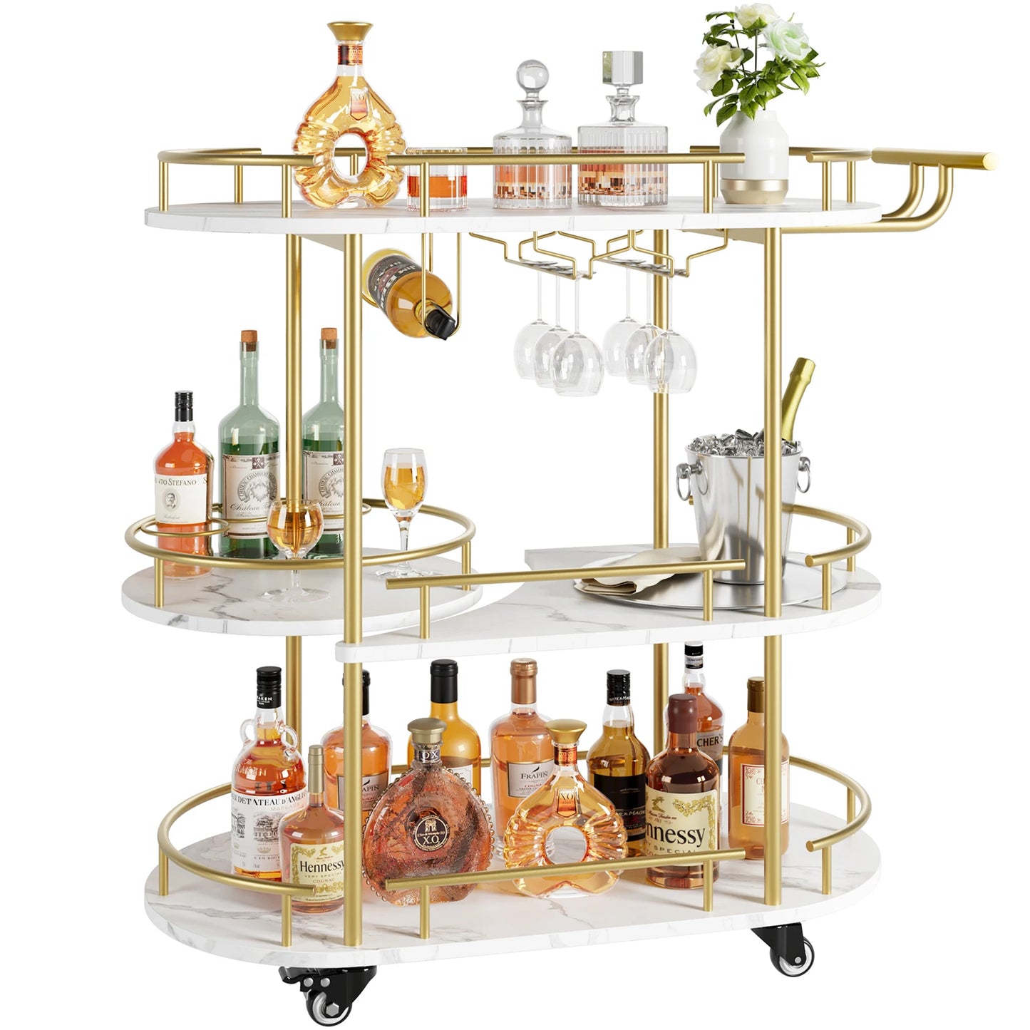 Twister CK Four Tier Rolling Bar Cart With Wine Rack