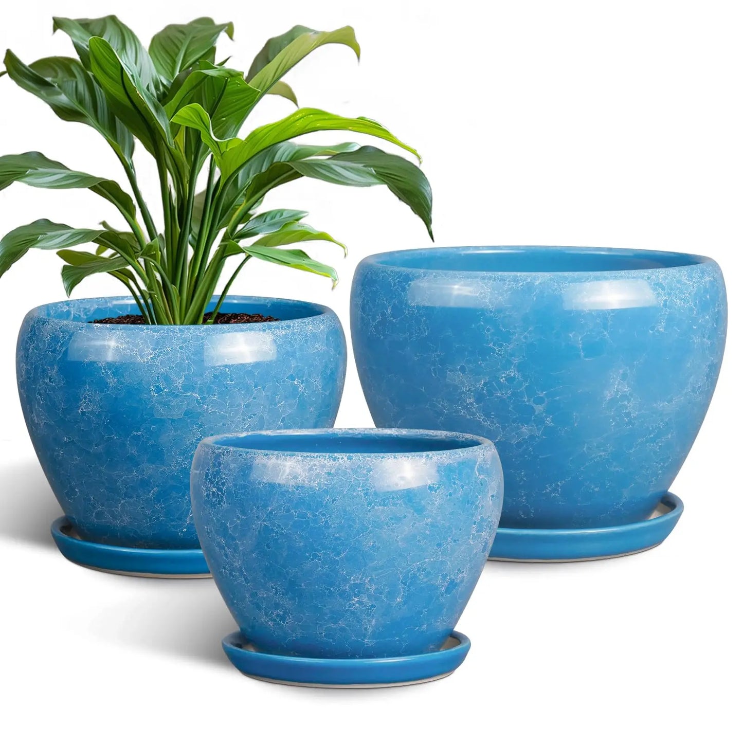 Epfactory Modern Ceramic Planter With Drainage Holes And Saucer