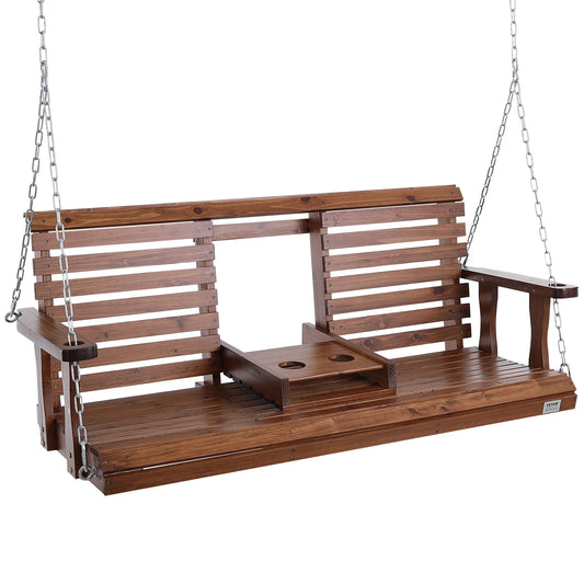 Succebuy Cedar Wood Outdoor Porch Swing Patio Garden Bench