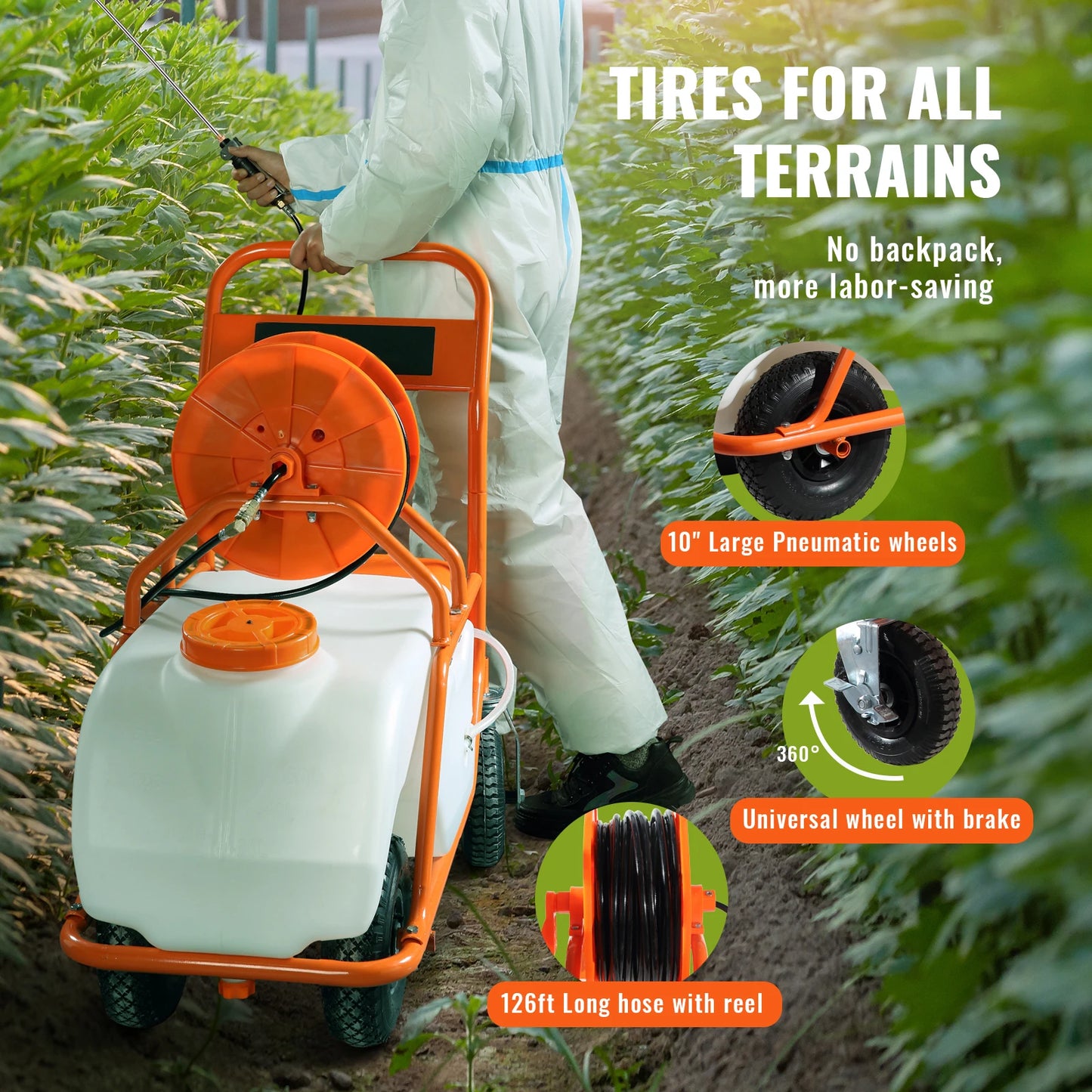 SucceBuy Battery Powered Wheeled Garden Weed Sprayer