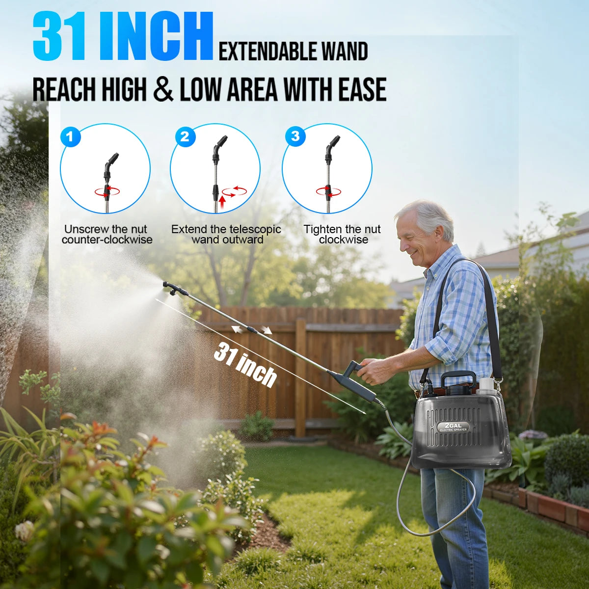 Battery Powered Electric Garden Sprayer With Adjustable Pressure Levels