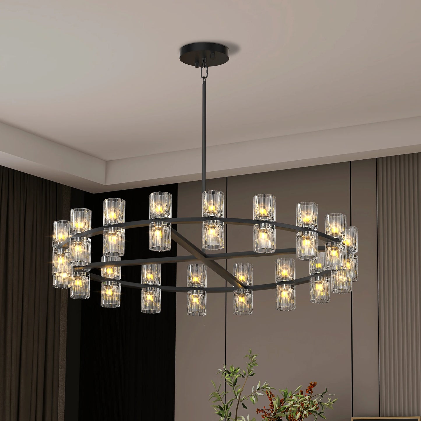 Zhikea Modern Crystal Chandelier Pendant Ceiling Light