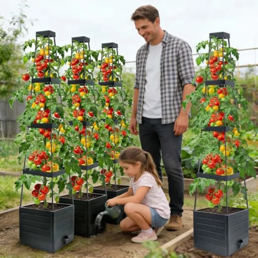 Metal Vegetable Garden Planter Box With Self Watering Trellis