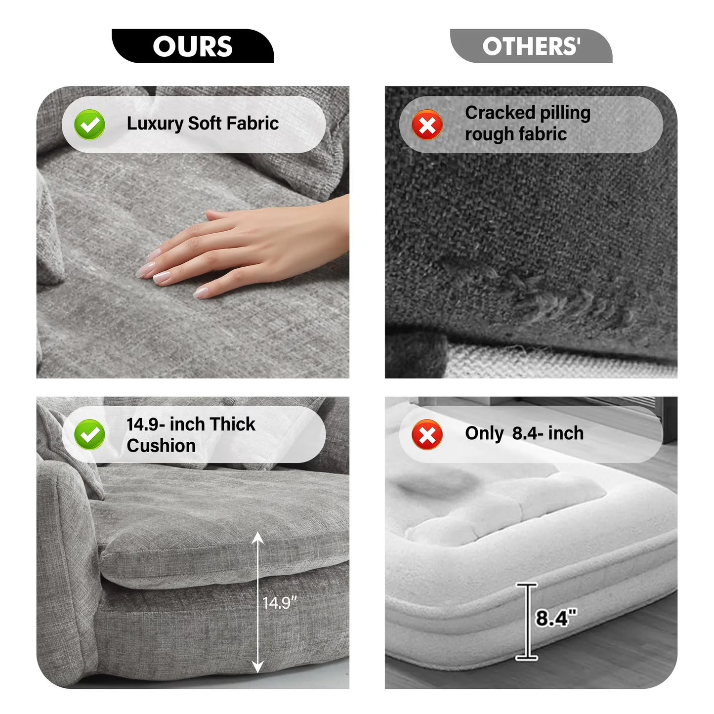 Modern Chenille Cloud Couch Sleeper Sofa With Memory Foam