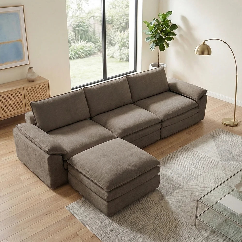 Modern Cloud Modular Sofa Set With Integrated Plush Foam Pillows