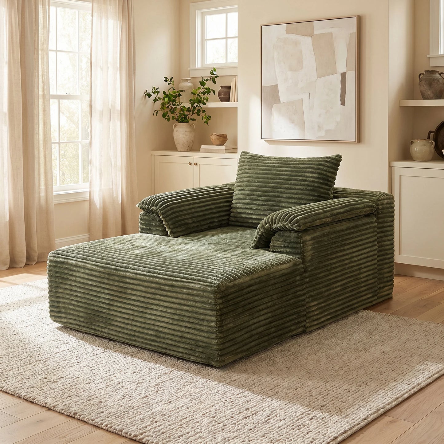 Modern Corduroy Sofa Bed With Pillows For Bedroom Chair