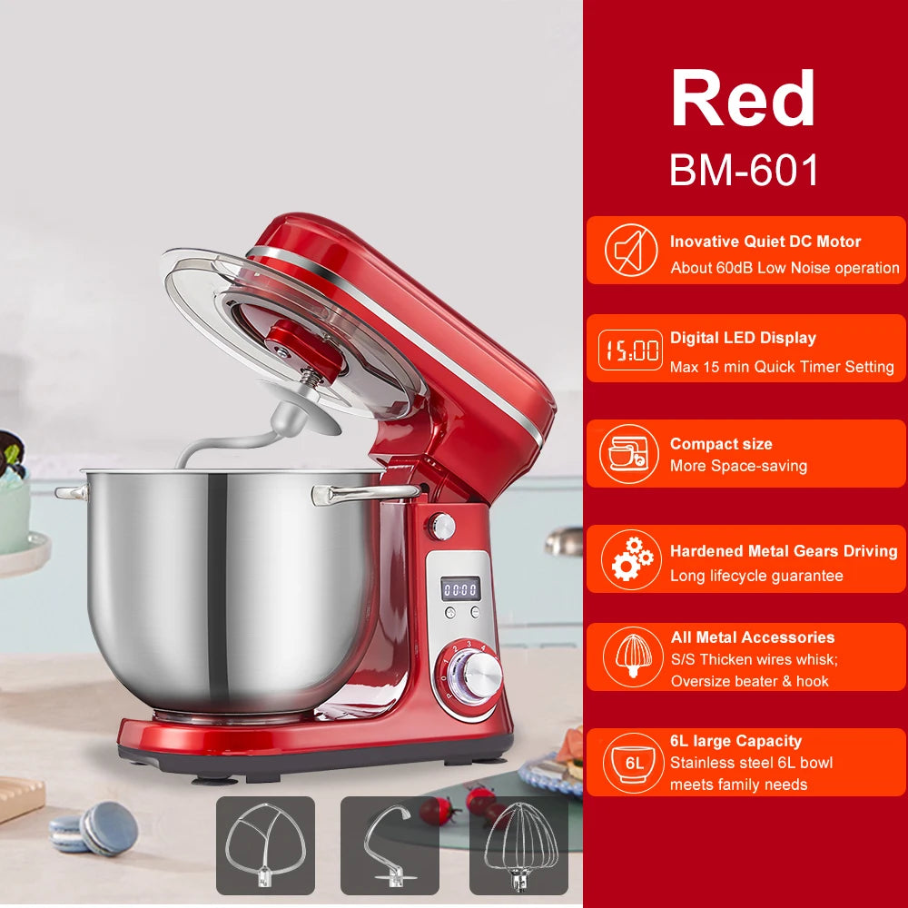 BioloMix Stand Mixer Blender With Whisk And Dough Kneading Attachments