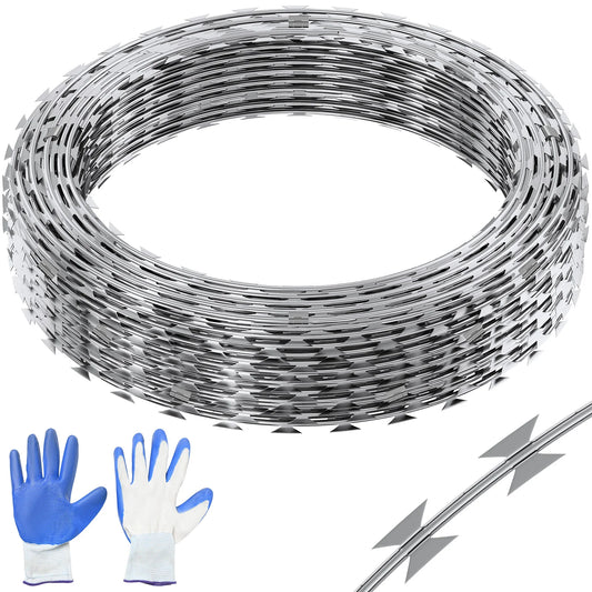 SucceBuy Double Spiral Razor Wire Galvanized Security Fencing Roll