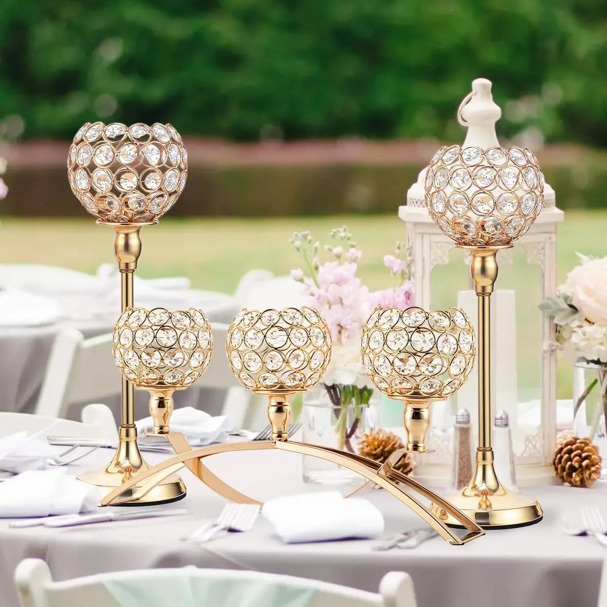 Triple Arm Tealight Candelabra Stand For Wedding Table Centerpiece Decor