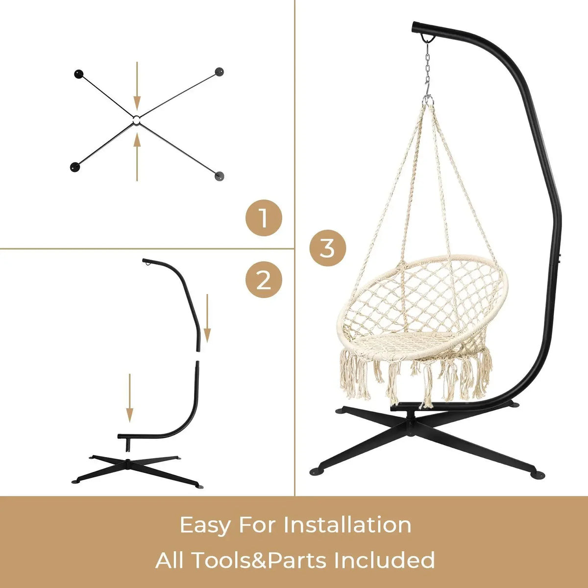 Homfa Heavy Duty Hanging Chair Stand Outdoor Patio Swing Base