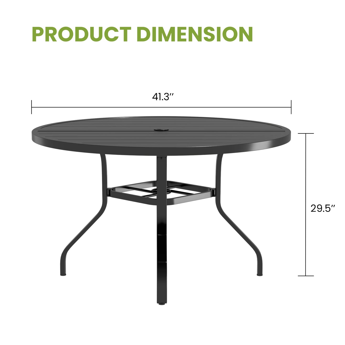 Farini Metal Round Outdoor Patio Dining Table With Umbrella Hole