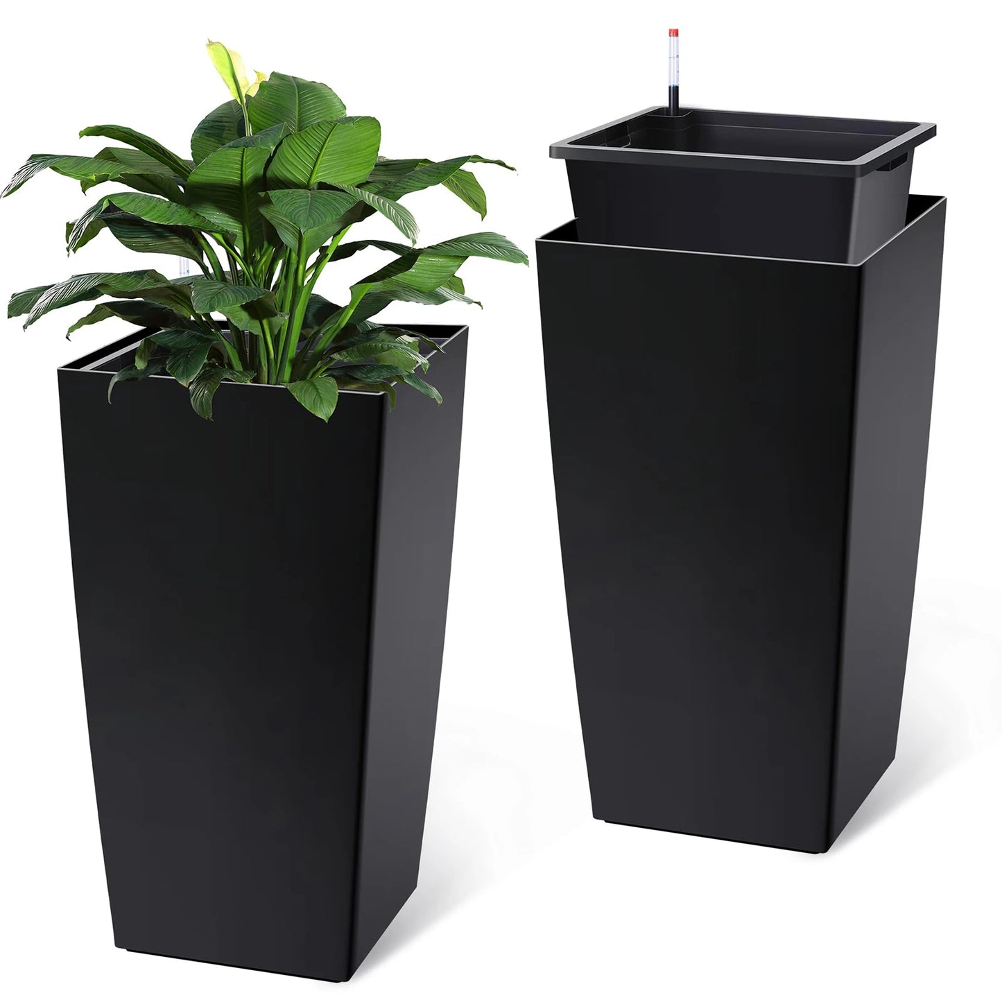 HiMISS Self Watering Flower Planters With Wheels And Drainage