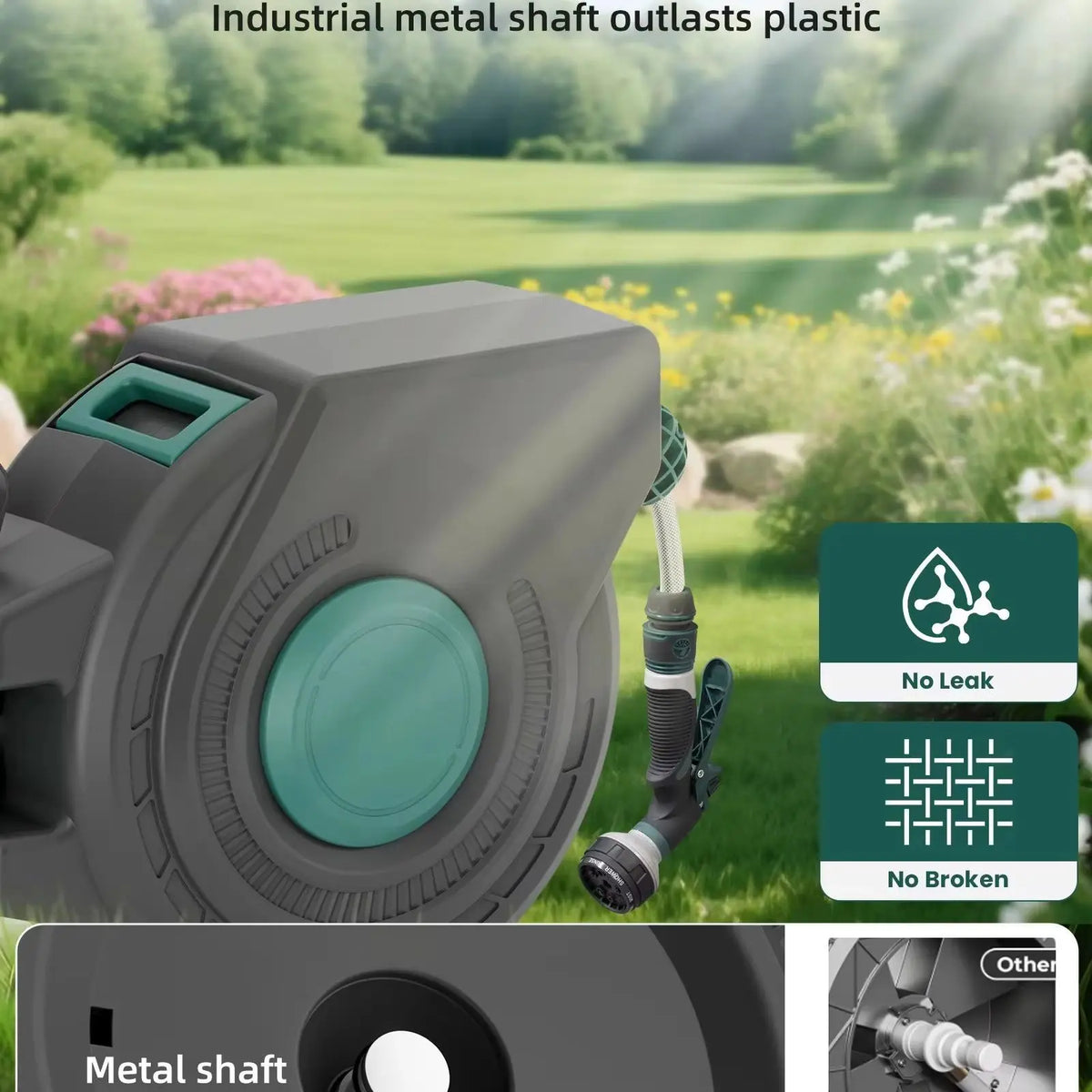 Super Heavy Duty Wall Mount Retractable Garden Hose Reel