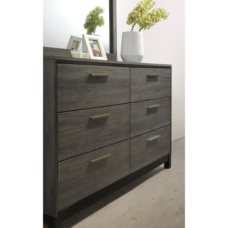 Wood Bedroom Set With Bed Dresser Mirror And Nightstand