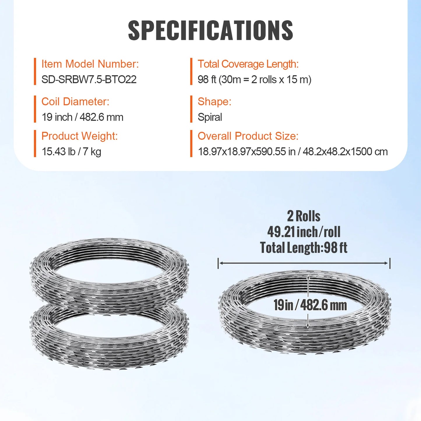 SucceBuy Double Spiral Razor Wire Galvanized Security Fencing Roll