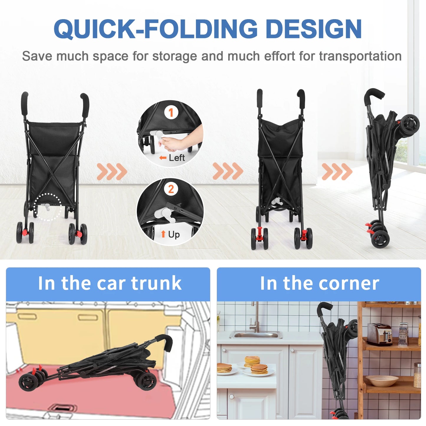 Wedyvkos Foldable Shopping Cart Portable Durable Utility Trolley