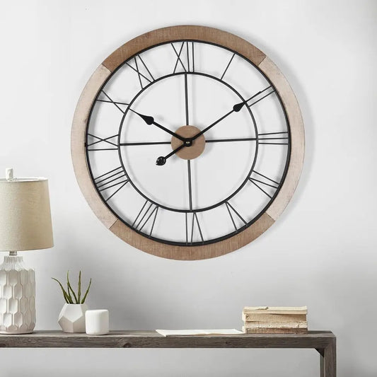 Silent Battery Operated Rustic Wall Clock For Home Office Decor