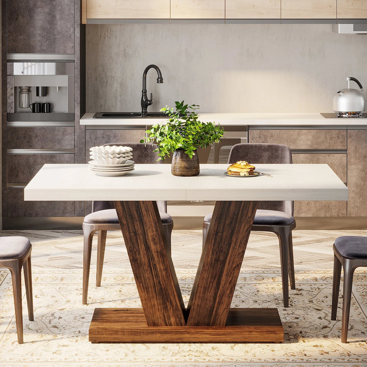 Tribesigns Premium Wooden Dining Table For Kitchen Living