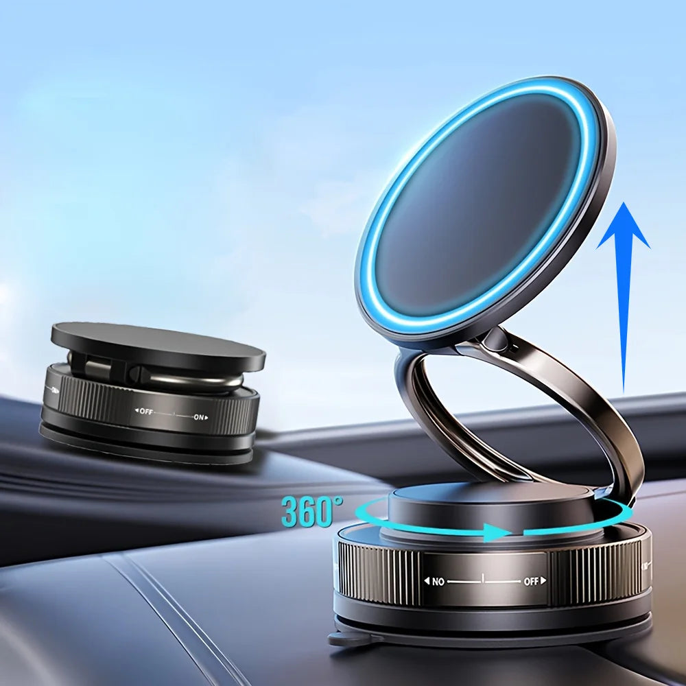Vacuum Magnetic Phone Holder Foldable Adjustable 360 Rotation Car Dashboard Mount