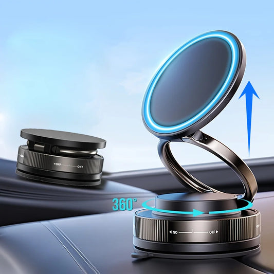 Vacuum Magnetic Phone Holder Foldable Adjustable 360 Rotation Car Dashboard Mount