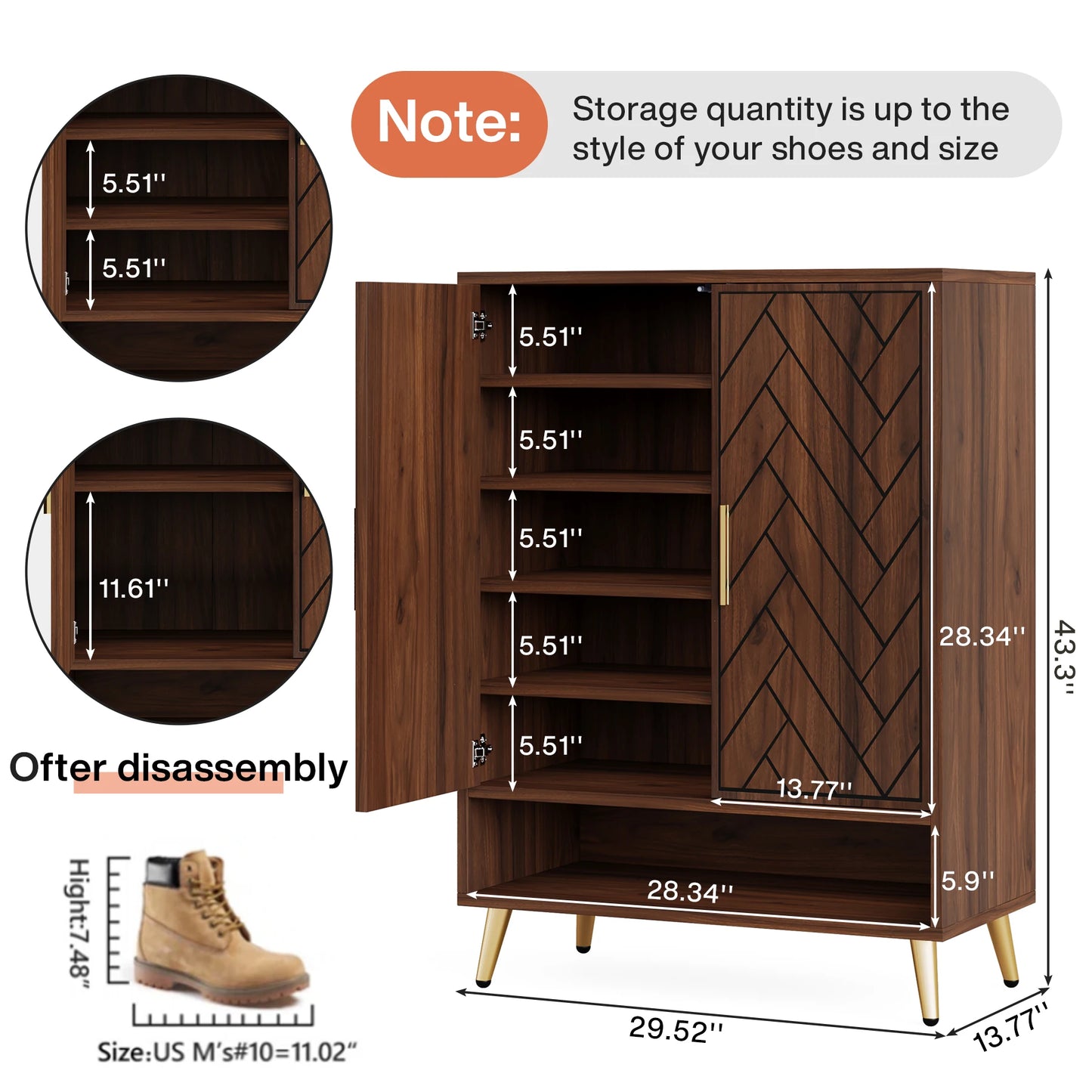 Tribesigns Wooden Shoe Storage Cabinet With Adjustable Doors And Shelves