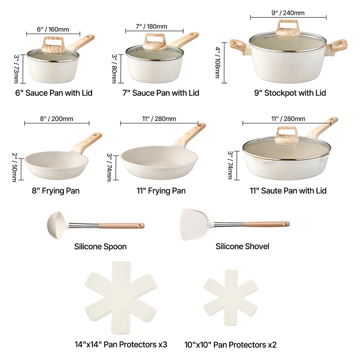 SucceBuy Granite Nonstick Cookware Set for Induction Cooking