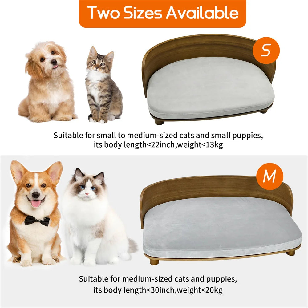 Borwart Eucalyptus Pet Sofa Bed With Cushion For Small Dogs